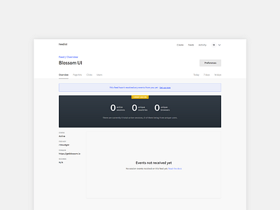 Feed dashboard v2 analytics dashboard empty feedlist interface layout light minimal panel ui