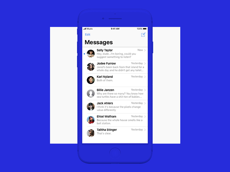Muzis iMessage | concept broadcast gif imessage interaction motion music player principle streaming