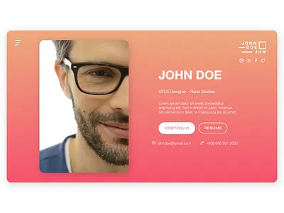 Personal VCard clean gradient modern personal portfolio resume simple site ui ux vcard web