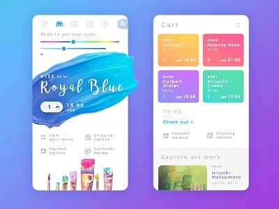 Order Acrylic Colors app app application art brush color colourful concept design interface painting ui ux