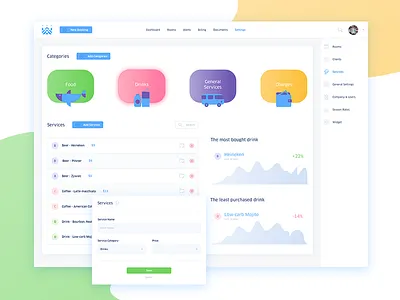 Hotel - Settings booking dashboard design gradients host hotel management manager travel web