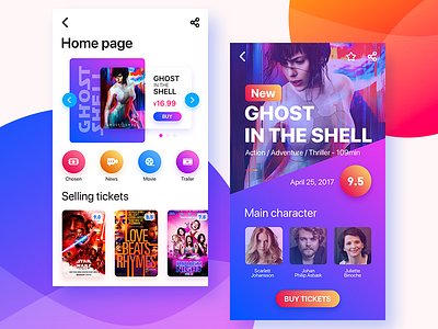 Movie app card colour ghost icon movie