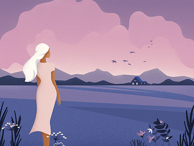 A Home Bird birds character editorial girl graphic house illustration landscape material noise