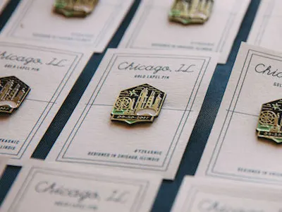 Y2Kasnic Wedding Lapel Pins architecture bean branding buildings chicago enamel pin ferris wheel gold hancock lapel pin wedding