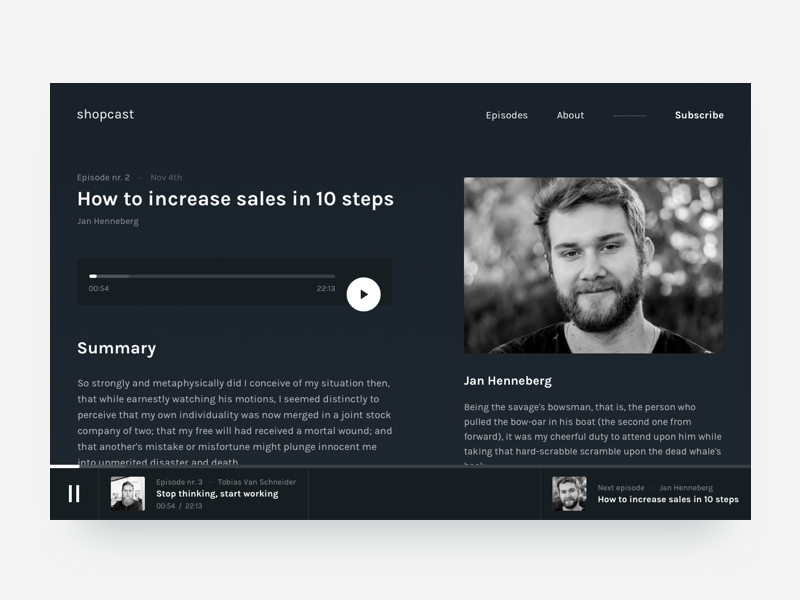Example of Podcast episode page