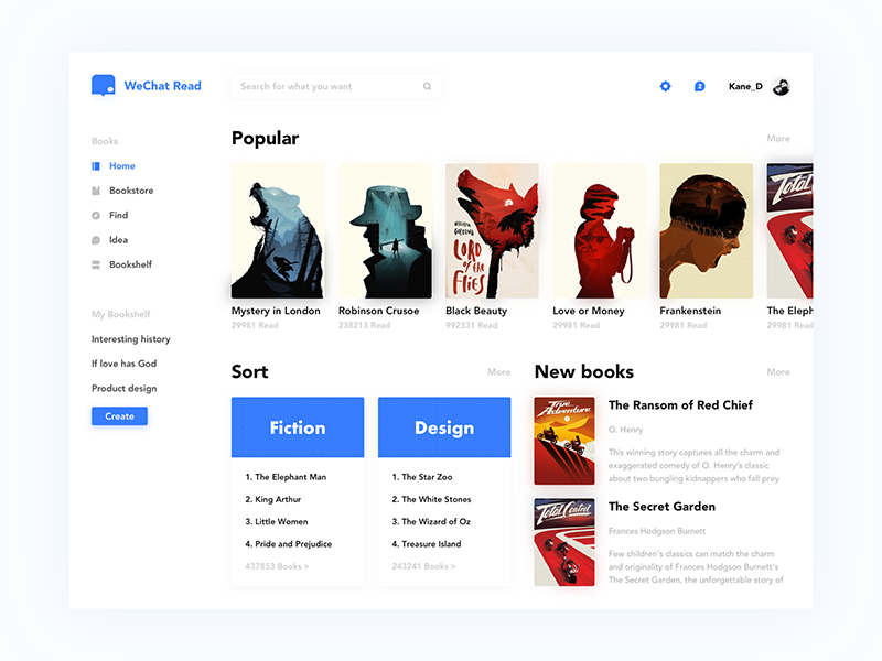 Example of Read book Dashboard