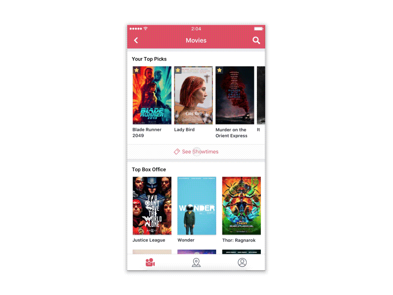 Showtime Comparison compare comparison mobile movie tickets movies showtimes ux