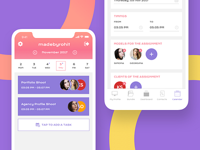 Agency Calendar & Event Screen - Mobile App for Fashion android calendar event fashion ios mobile mobile screen ui ui ux ux