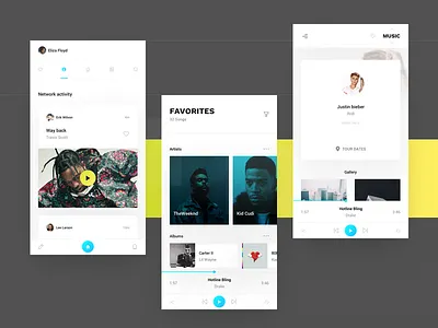 App - Music tech app design artists clean feed gallery mobile design music navigation pattern profile tech tiles