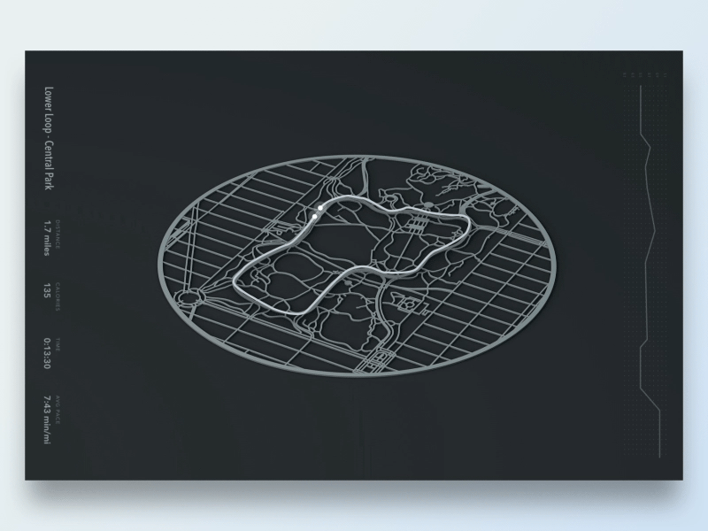 Data Visualization Concept - WeeklyUI Challenge S02/W05 3d c4d cinema dark data infographic map minimal running track visualization wall