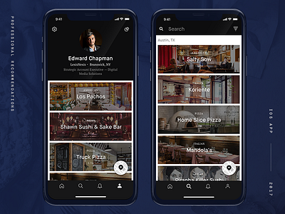 Food & Wine Professional Reviews App app dark ios ios 11 iphone x places profile recommendations reviews search
