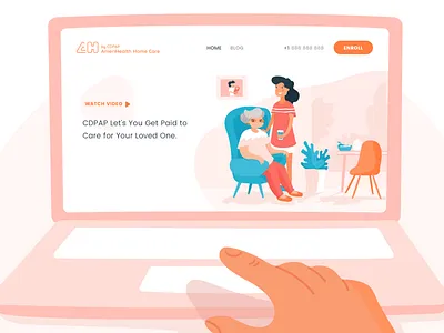 AmeriHealth Home Care by CDPAP bright clean health illustration landing page light medical minimal social web web design webpage