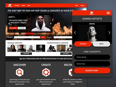 Old Projects #4 Rhymeshow music responsive web design
