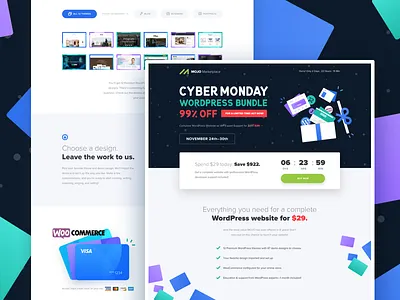 Cyber Monday Landing Page branding design flat icon illustration type typography ui ux web website