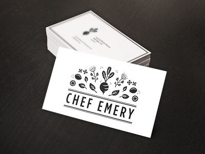 Chef Emery Business Card brand identity branding business card florals food illustration illustrator logo vector