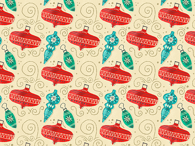 Holly Jolly Baubles Pattern christmas holiday illustration ornaments rebound typehue wrapping paper