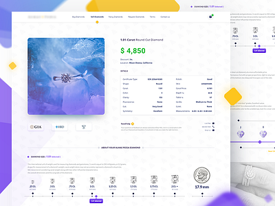 Web Diamond - II. Details Page clear design detail diamond flat light measures shop ui ux web