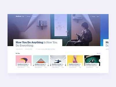 Medium Top blog carousel design landing medium page photography redesign typography