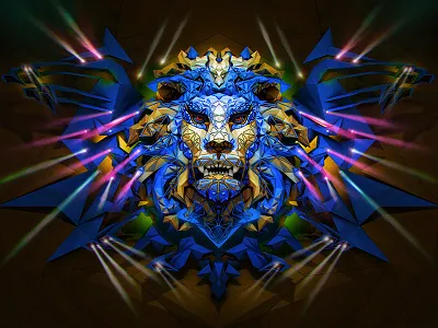 LIFE IN COLOR Stage design 3d alekscg animals color events kuskov life in color lion low poly poster render stage design