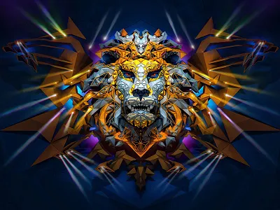 LIFE IN COLOR Stage design 3d alekscg animals color events kuskov life in color lion low poly poster render stage design