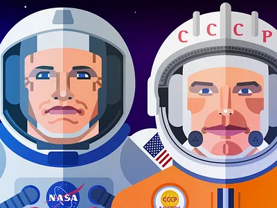 The Space Race illustration moon race space