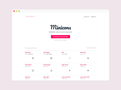 Minicons free icons iconset interface landing page minicons open source svg ui web website