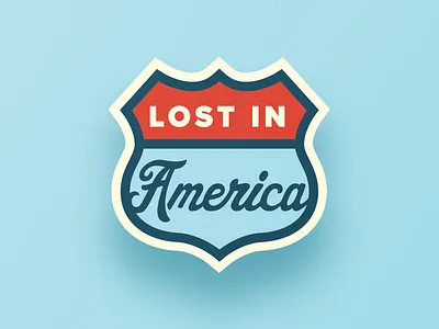 Lost In America II Lapel Pin america americana highway iconic lapel pin lost red white and blue road sign route 66 travel