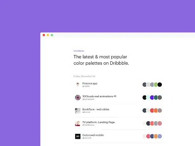 The Colorbook bright color colorbook interface landing page layout light minimal palette simple ui