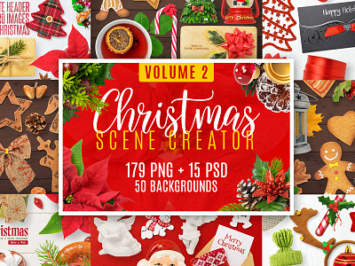 Christmas Scene Creator Volume 2 bundle christmas creator design mockup objects png psd scene scene creator set winter