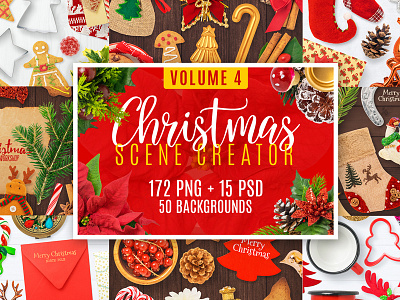 Christmas Scene Creator Volume 4 bundle christmas creator design mockup objects png psd scene scene creator set winter