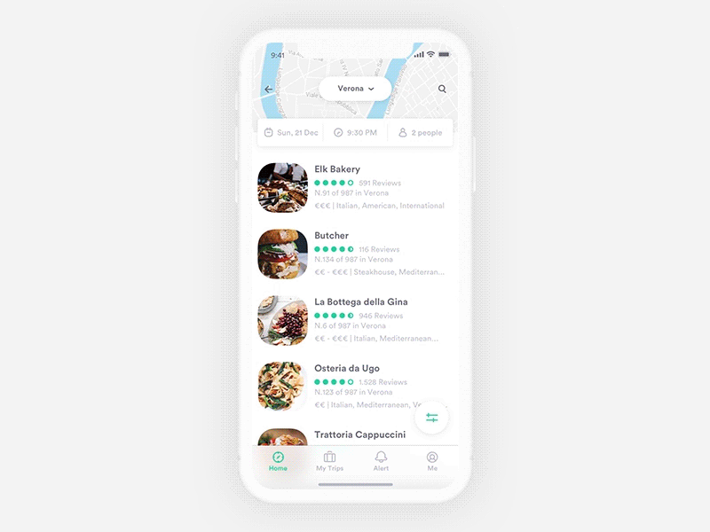 🦉 Trip. cards travel clean light minimal flat carousel food italy trip travel map glossy gradient matte ios app iphonex shadow trip advisor typography white