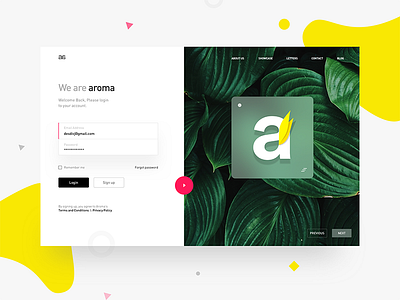Split header design - landing page cards flower interaction landing page login minimal mobile presentation split fold split web design uidesign webdesign