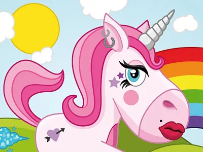 Farting Girly Unicorn Illustration fart flowers girly glitter illustration lipstick rainbow sun unicorn