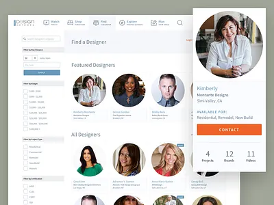 TDN Find browse drop shadow find interior design modal search source sans pro ui ux