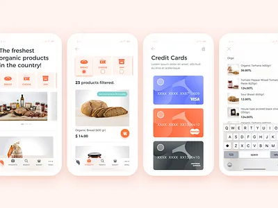 Organic products app app food homepage ios iphone x list orange organic ui ux