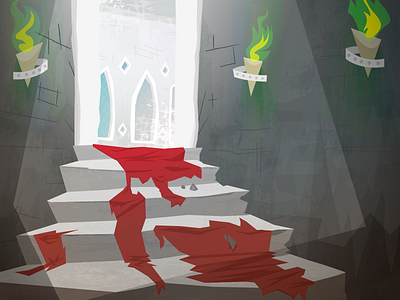 Stairs Rebound (finished) castle fire illustration interior medieval retro vector