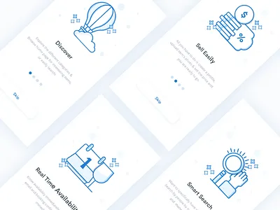 Walkthrough Screens For Sopping mobile app app blue card clean concept design iphonex shopping ui ux walkthrough