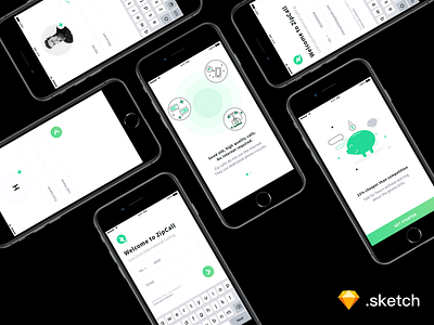 Voice Call App Onboarding Screens [ FREEBIE ] design flat illustration ios material onboarding ui ux vector