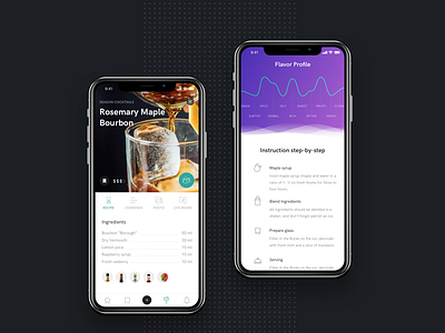 "The Bartender" mobile app art direction bartender cocktails design graph ios ios application iphone x mobile design uiux design