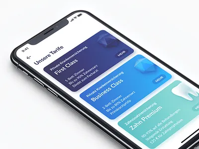 Tariff overview card health insurance medical real project tariff