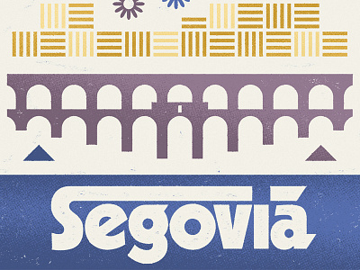 Segovia building castle city icon illustration lettering medieval old poster spain texture wall