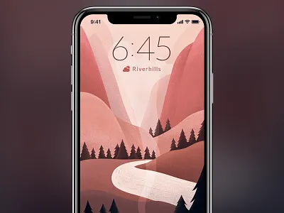 Landscape Illustration brush drawing illustration iphonex landscape mountains nature photoshop river wallpaper weather