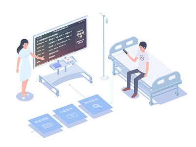 Medical scene illustrations 6 bed character illustration isometric nurse operating patient