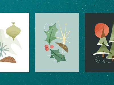 Charlie Kitsch Christmas Cards christmas greeting cards holiday illustration kitsch mid century mid century modern retro stationery vector