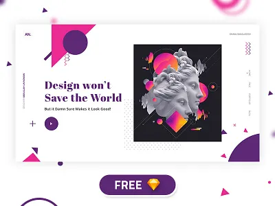 Free Free- Visual Language clean flat free free sketch freebie header landing page minimal ui ux website