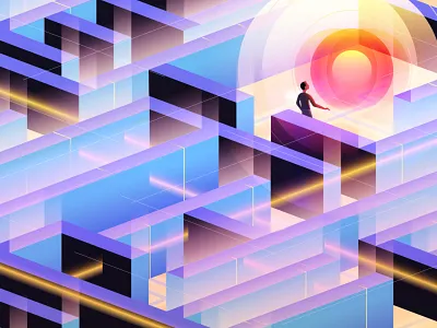 Quantum Computing complex computer future gradient illustration light maze mystery puzzle quantum computing