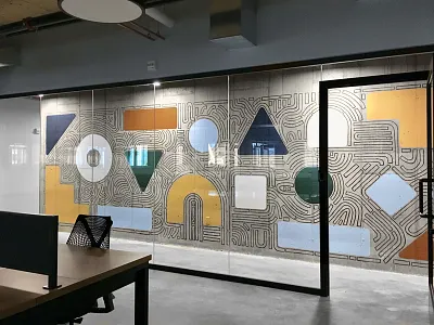Industrious Mural abstract delicate geometric illustration lines mural paint