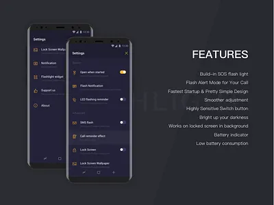 Flashlight settings about dark flashlight icon light settings