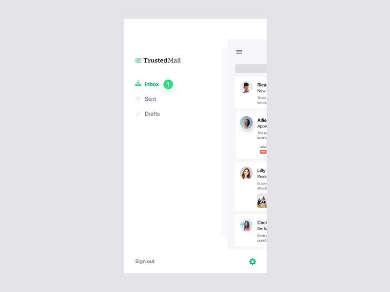 trustedmail motion after animation app effects flat mail motion principle