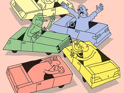 HEAVY TRAFFIC LOW MORALITY angry argue bad car city cross jam language mad people roads traffic